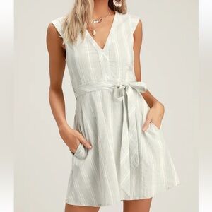 O’Neill Jamyson Grey Striped Sleeveless Dress size Medium